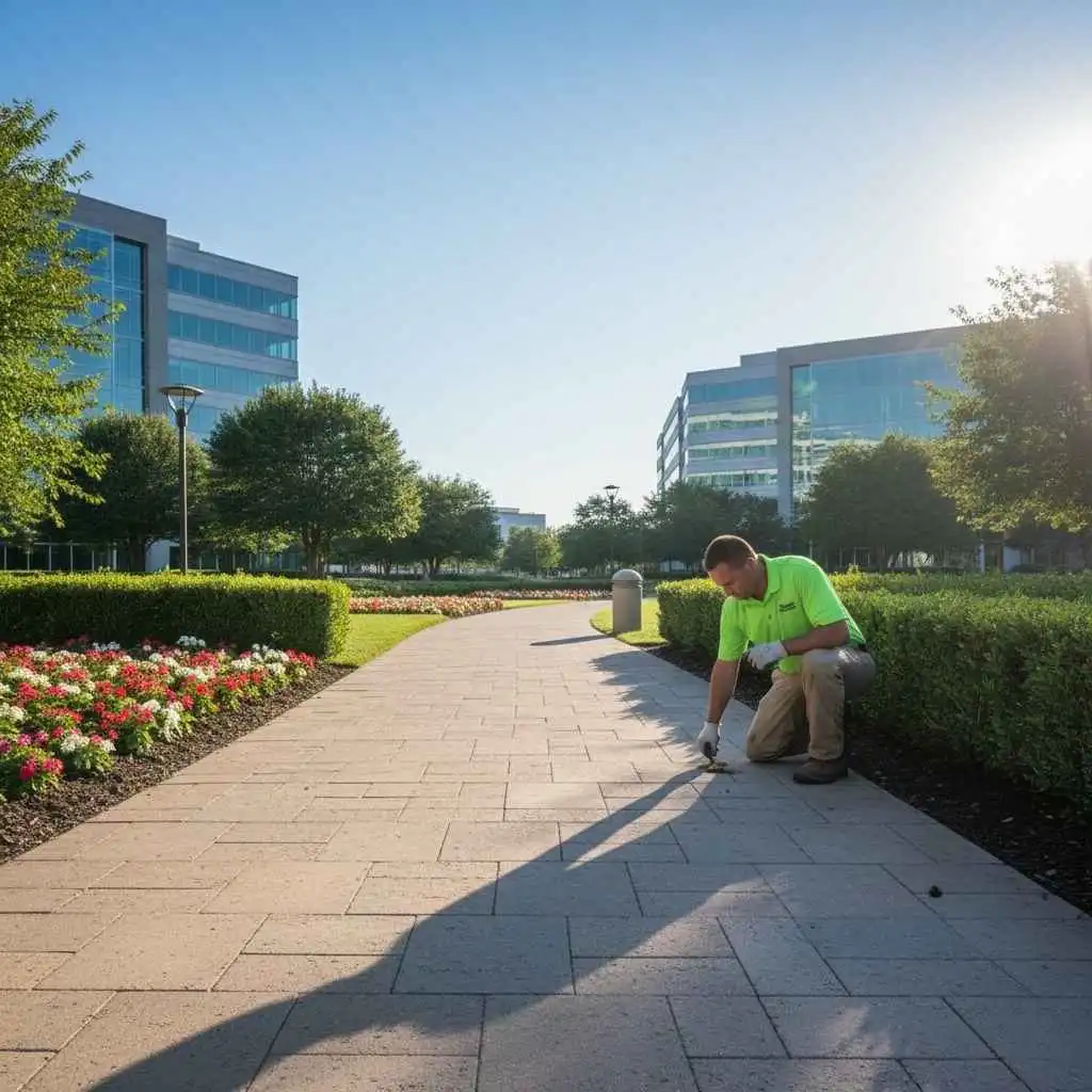 clean, trimmed commercial walkways