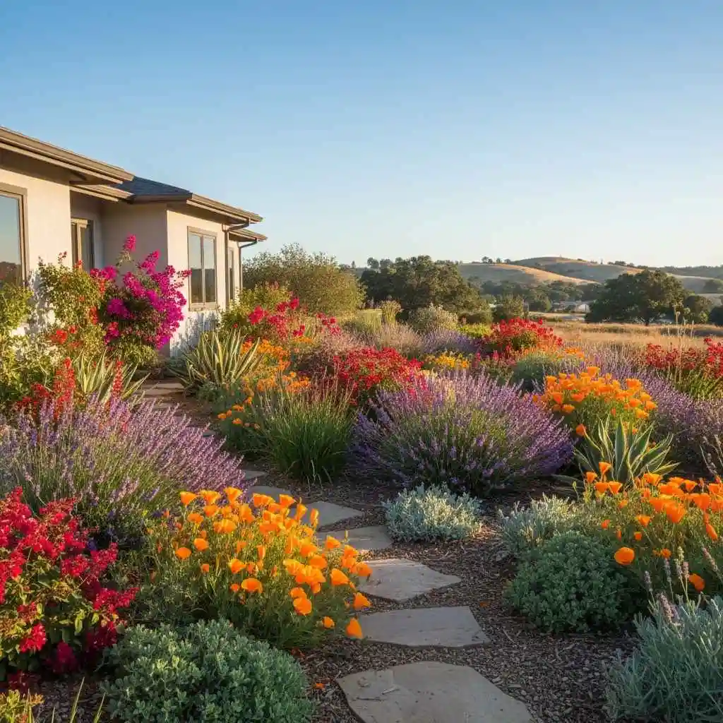 colorful drought-tolerant garden with native plants