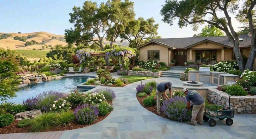 Full-service landscape renovation in Lafayette California backyard